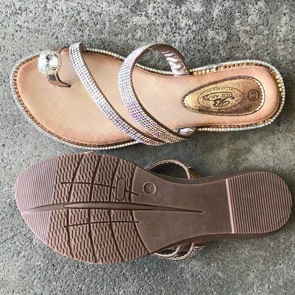 Bolaro Rainbow Rhinestone Toe Ring Slide Sandal - Picture 3 of 4